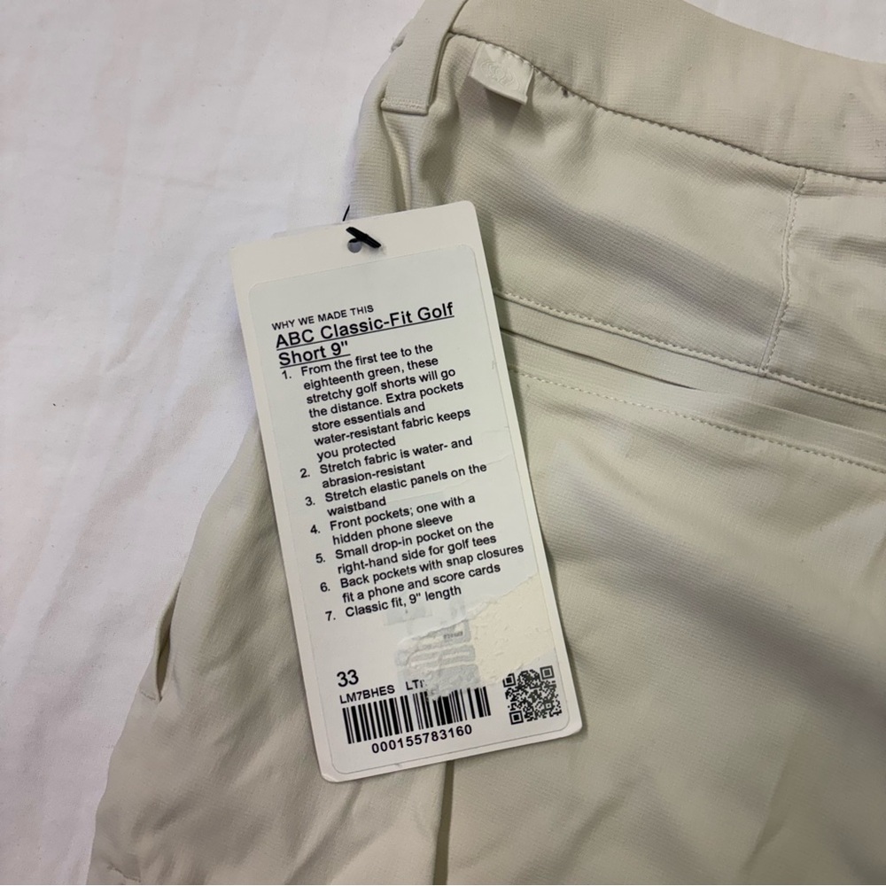 Lululemon Classic-Fit Gold Short 9” LTIV Light Ivory Men’s Size 33 - Picture 3 of 5
